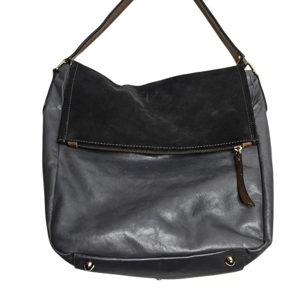 Diane B. Leather Suede Hobo Purse Bag